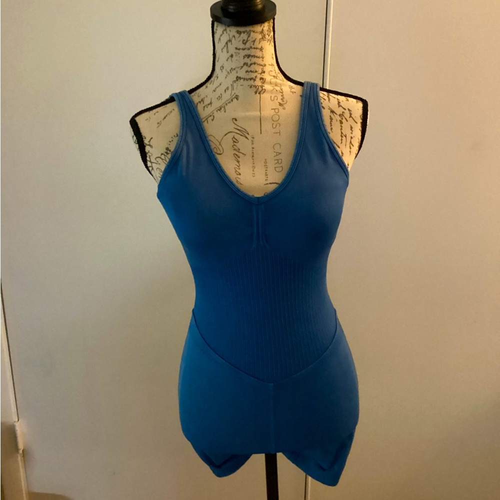 NWOT JoyLab Nylon Colbolt Acid Wash Blue Jumpsuit/Athletic Romper Size Small